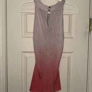 White House Black Market Gray and Pink Halter Sheath Top